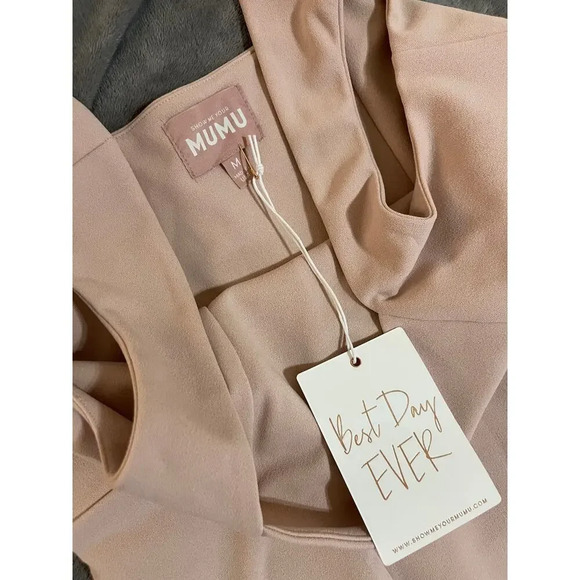 NWT Show Me Your MuMu Eden Midi‎ Dress Size Medium Dusty Blush Stretch Pink - Picture 5 of 10